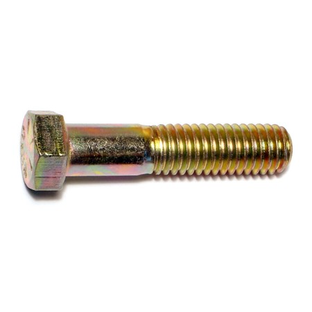 Midwest Fastener Grade 8, 7/16"-14 Hex Head Cap Screw, Zinc Yellow Steel, 2 in L, 25 PK 00713